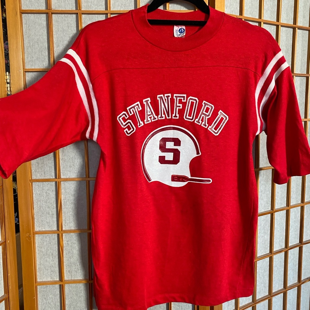 Vintage Retro Artex STANFORD Football Jersey Tshirt 3/4 sleeve 60s 70s throwback